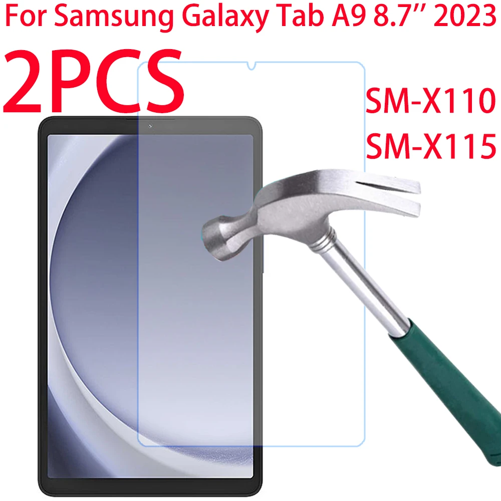 2 PCS Tempered Glass For Samsung Galaxy Tab A9 8.7 inch 2023 Protective Film For A9 SM-X110 SM-X115 Tablet Screen Protectors