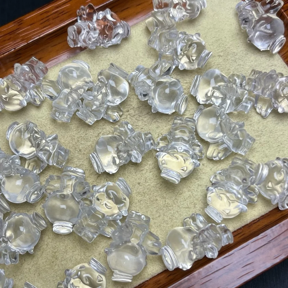 5PCS 19mm Natural Clear Quartz Angel Polished Crystal Reiki Healing Jewelry Pendant Cute Rock Decoration for Gift