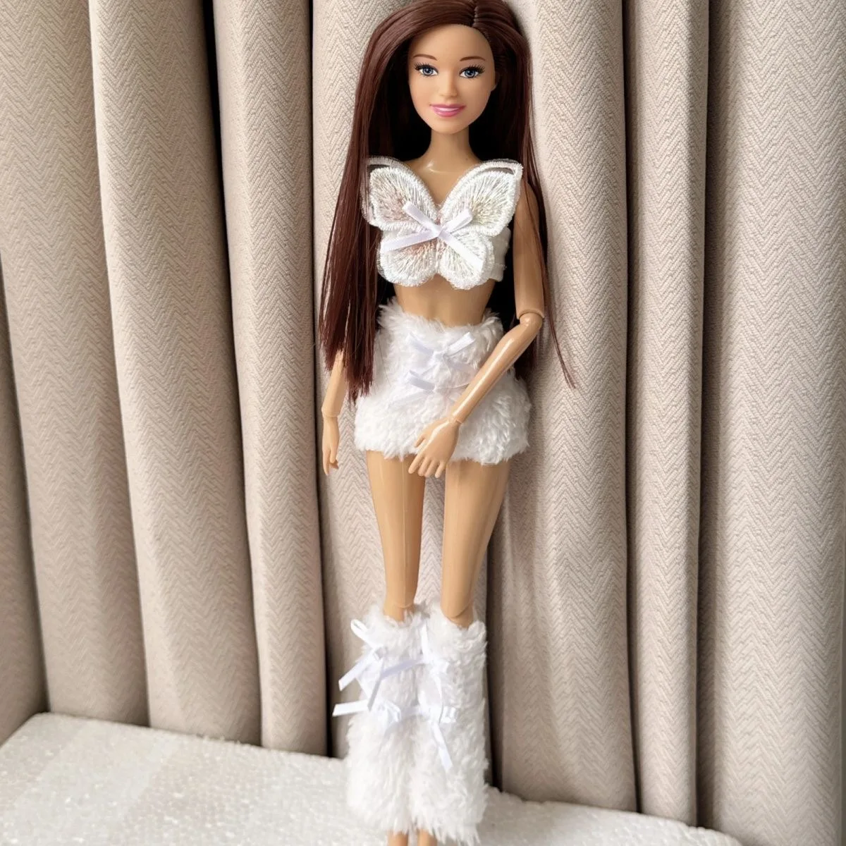 30 cm Süßes Mädchen BABI Prinzessin Puppe Mode Schmetterling + Plüsch Schleife Rock Set 1/6 BJD Weizenhaut Langes Haar Kinder Spielhaus Spielzeug Geschenk