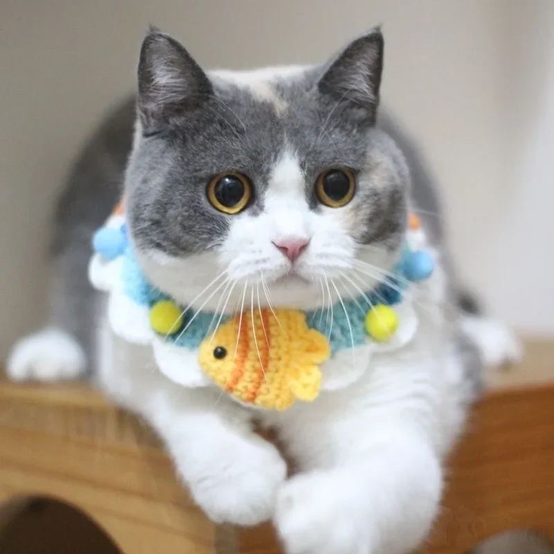 Cat Collar Knitted Collar Handwoven Collar Weibo Necklace Adjustable Pet Supplies