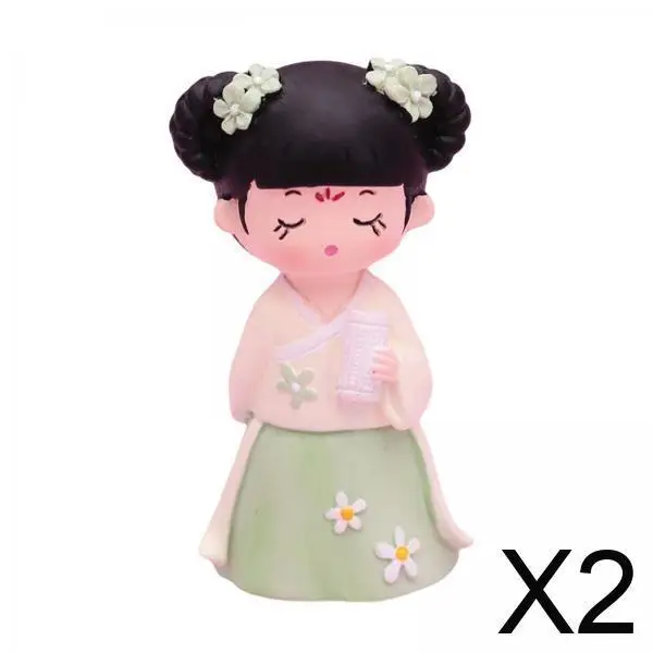 Bambola Cinese in Resina, Miniatura con Abito Hanfu, Decorazione per Libreria, Camera da Letto e Casa delle Bambole