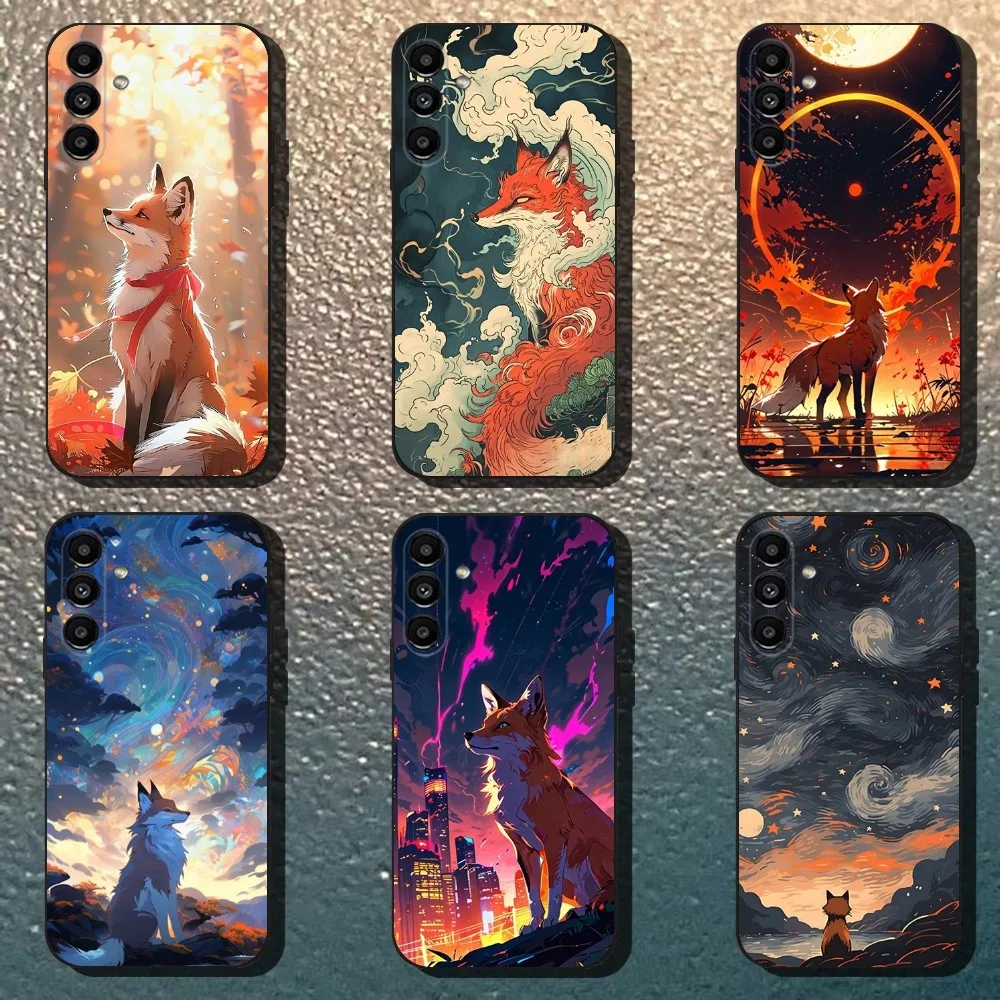 

Cute Cartoon Animal Fox Phone Case For Samsung Galaxy A13,A21s,A22,A31,A32,A52,A53,A71,A80,Soft Black Shell