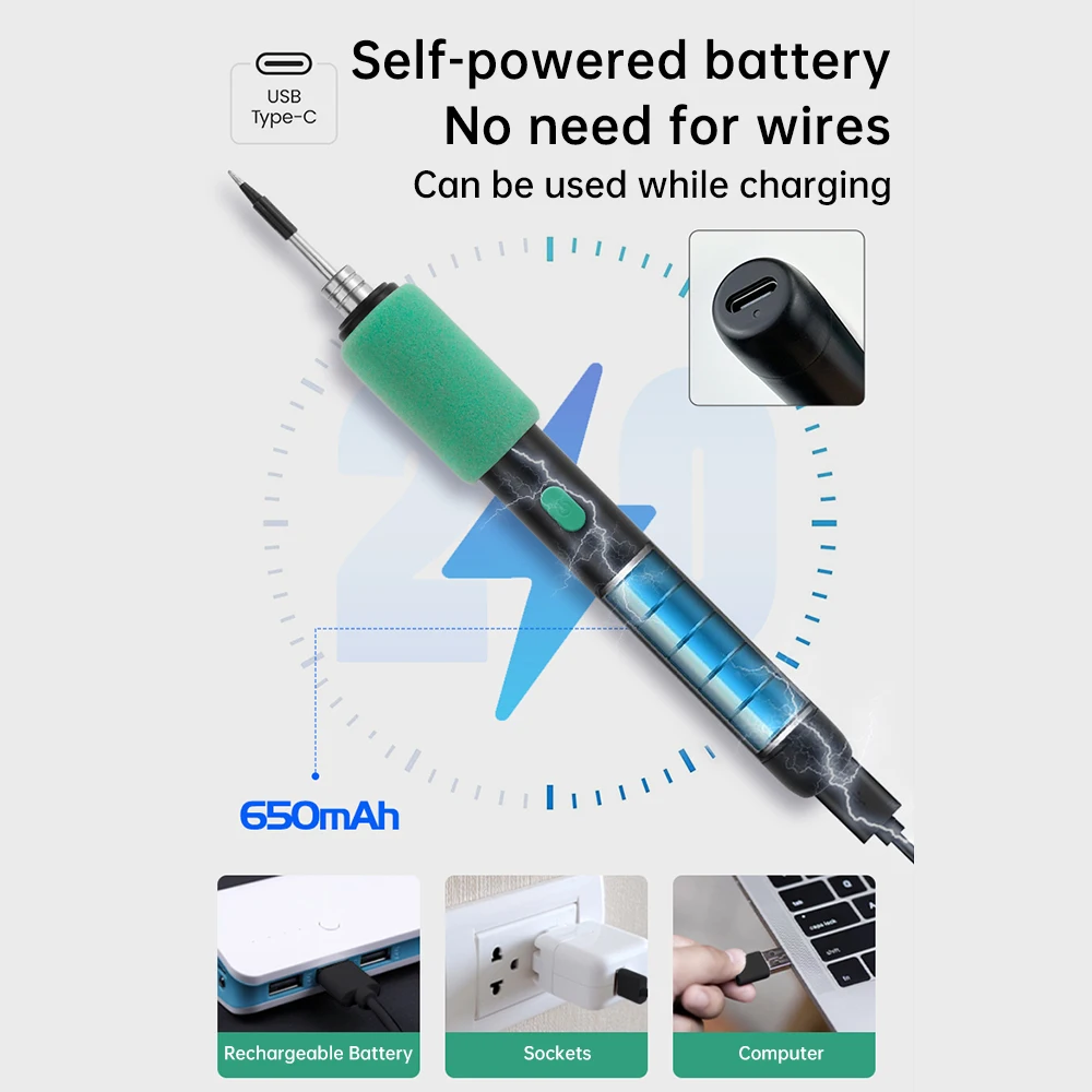 USB Soldering Iron TYPE-C Interface Wireless Three-level Temperature Control Soldering Iron