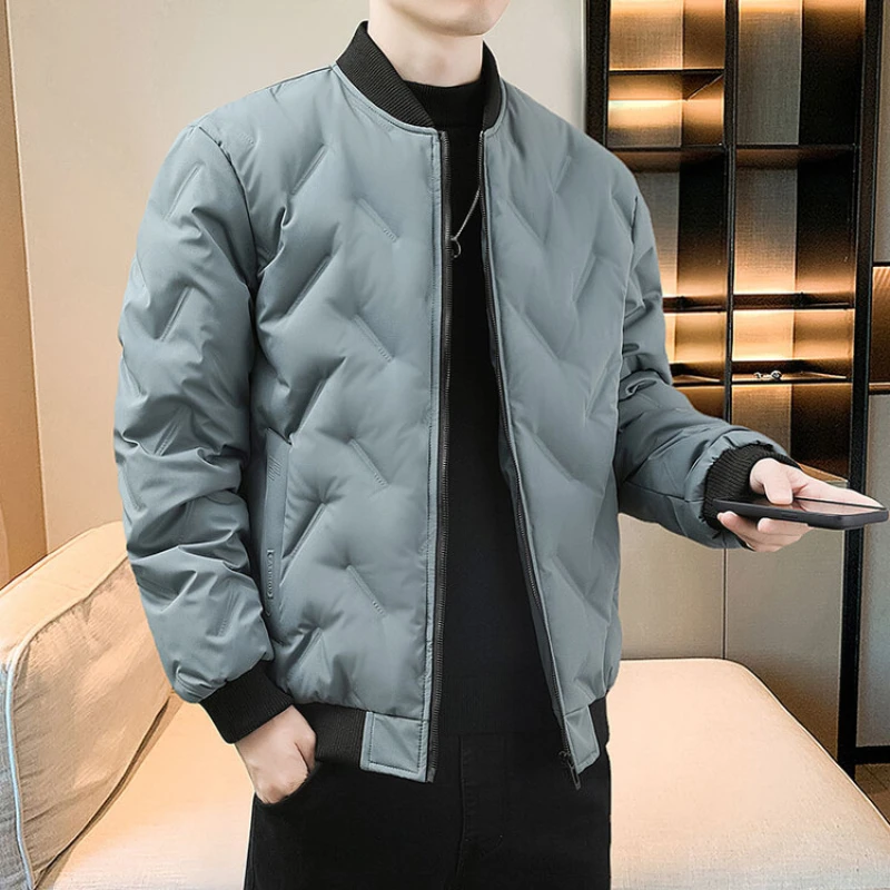 Stand Collar Light Weight South Korea Short Cotton-Padded Coat, Men's Fashion Thicken Cotton Coat, Warm Casual Design Fashion