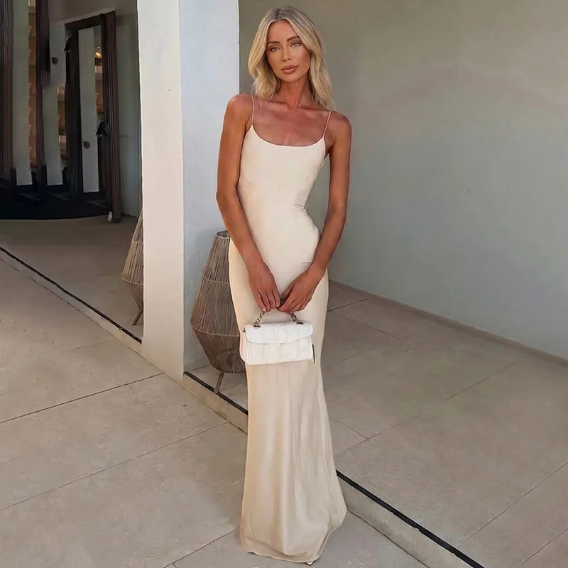 Summary 2026 New French Style Elegant Smart Fit Erotogenic Sleeveless Waist-cinching Body Long Clothes Party Clothing Outfits
