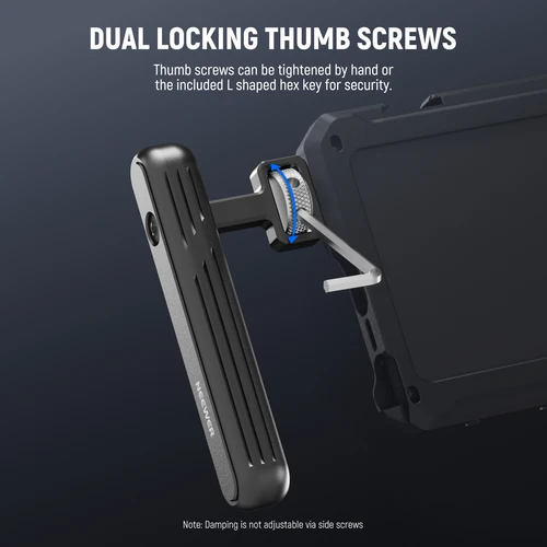 Imagen 2 del producto NEEWER Paquete de 2 manijas laterales giratorias/mango superior para equipos de filmación de plataforma de vídeo para teléfono inteligente, empuñaduras de aluminio con tornillos de 1/4""