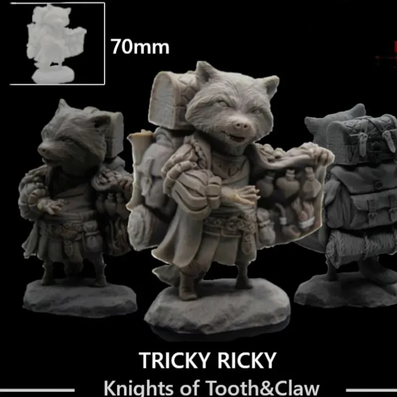 70mm Height Resin Figure Assembled Model Kit Fantasy Miniature Animal Weapon Dealer Unassembled and Unpainted Free Shipping