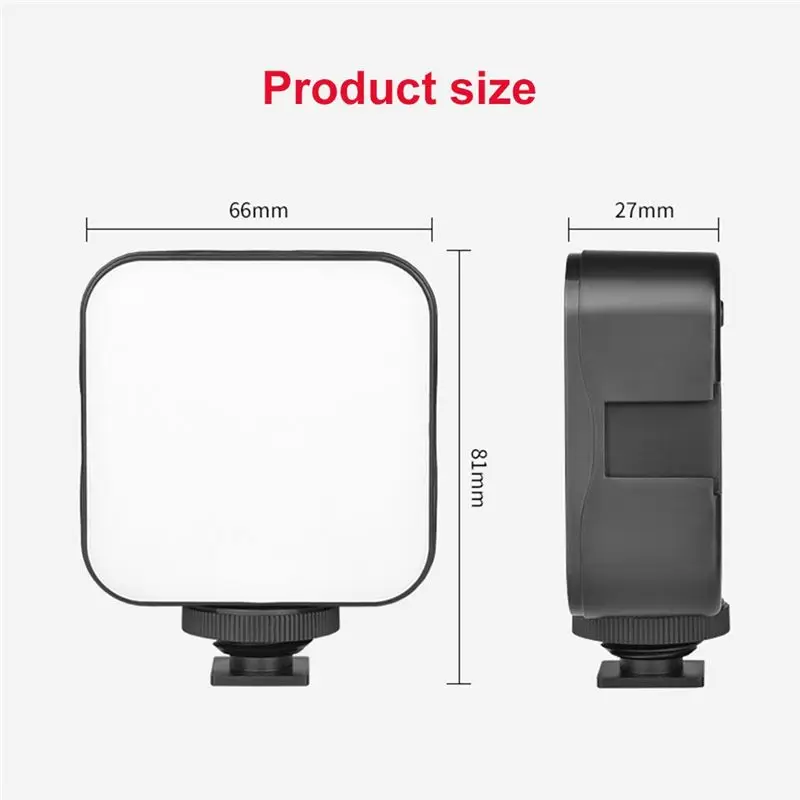 Mini LED Video Light Photography 2W Dimmable 6500K Fill Panel Lamp for Camera Smartphone Laptop