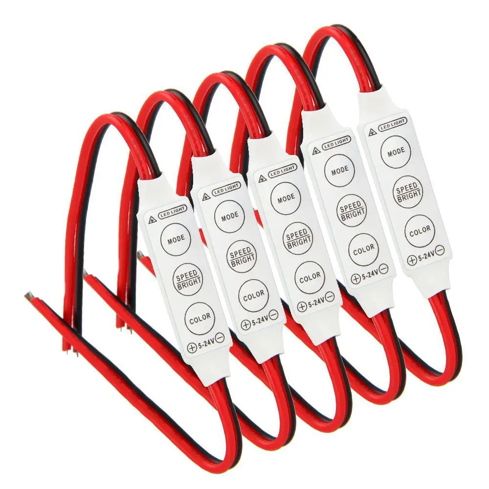 1Pcs Dimmer LED Strip RGB Controller DC 12V 24V Mini Dimmer LED Single Color Controller for 5050 3528 5730 LED Strip Light