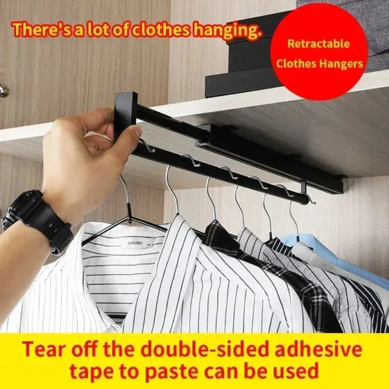 Trouser Top Hanger Closet Mounted Rail Rod Out Rack Retractable Pull Hanging Telescopic Slide Alloy Vertical