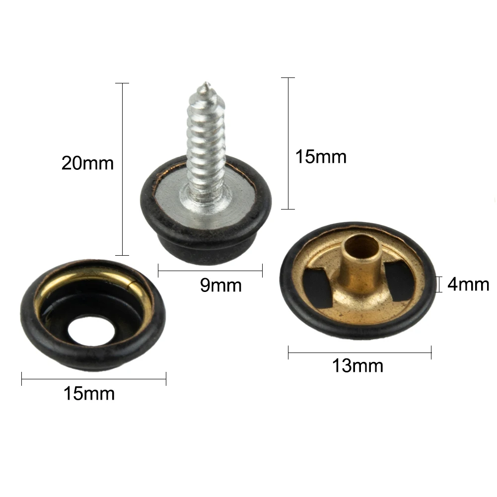 25pcs 15mm Snap Fastener Button Screw Studs Kit For Boat Cover Home Improvement Tent Stainless Steel