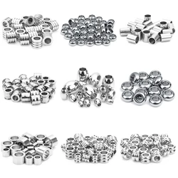 10-50pcs/lot Multi-style Stainless Steel Beads Square Round Big Hole Loose Spacer Bead for Jewelry Making Diy Bracelet Necklace