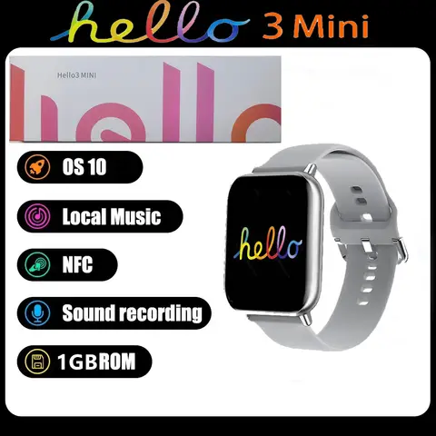 Hello 3 Mini Smart Watch for Women 1.75inch Bluetooth Call 1GB ROM Local Music Photo Album Compass 41MM Mini Smart Watch 2024