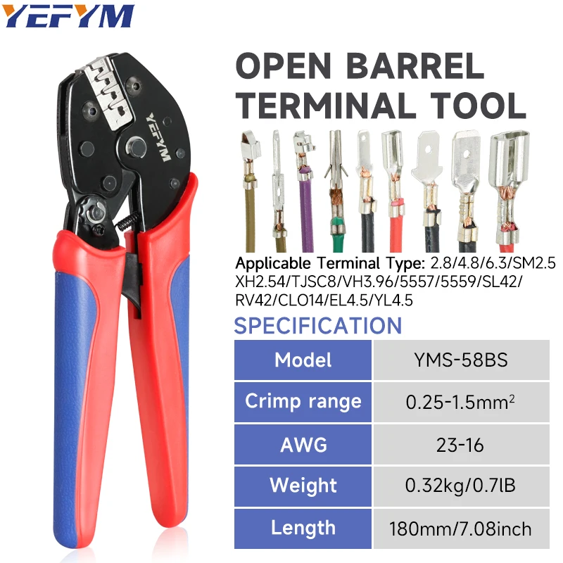 Crimping Mini Pliers YMS for XH2.54/DuPont2.54/2.8/4.8/6.3/Non-Insulated/Ferrule tube Terminals Ratchet Wire Crimper Tools