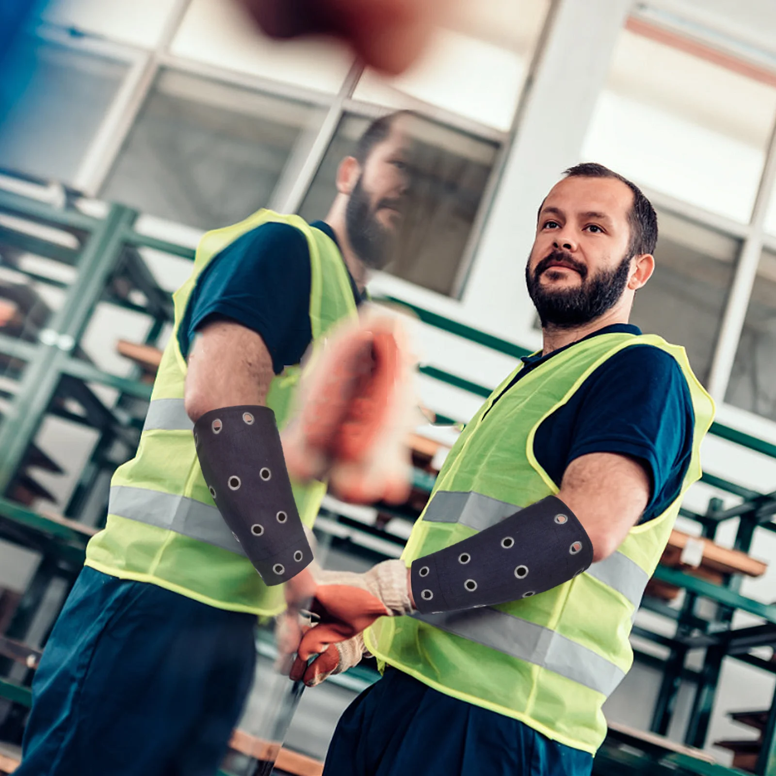 1 زوج قطع مقاومة أكمام أذرع تبريد دائم الدنيم الصلب حماية مقاومة للخدش لحام الزجاج الصلب العمل الساعد حامي #4