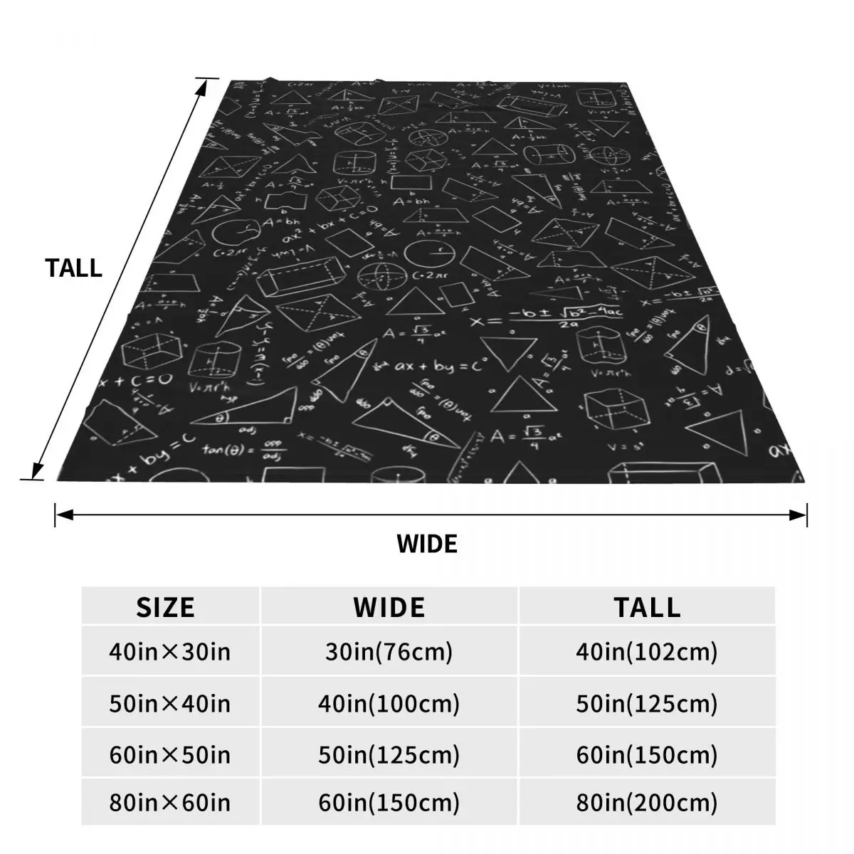 Math Themed Black And White Equation Design Blanket Soft Warm Flannel Throw Blanket Plush for Bed Travel Home Sofa