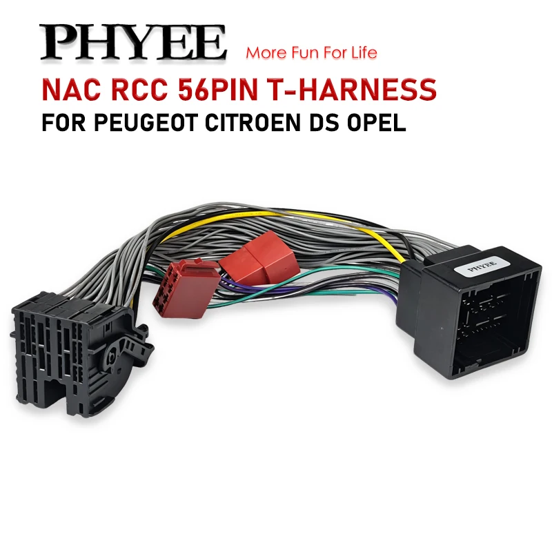 PHYEE NAC RCC 56Pin T-Harness Adapter for DSP Amp, SOT Lead for Peugeot Citroen DS Opel, Plug&Play ISO Speaker Breakout Cable