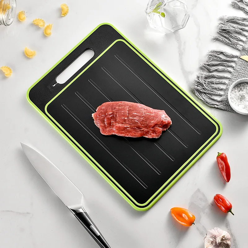 

1Pcs Black Double-side Cutting Board With Defrosting Function Chopping Board Kitchen Grinding Cutting Board With Knife Sharpener