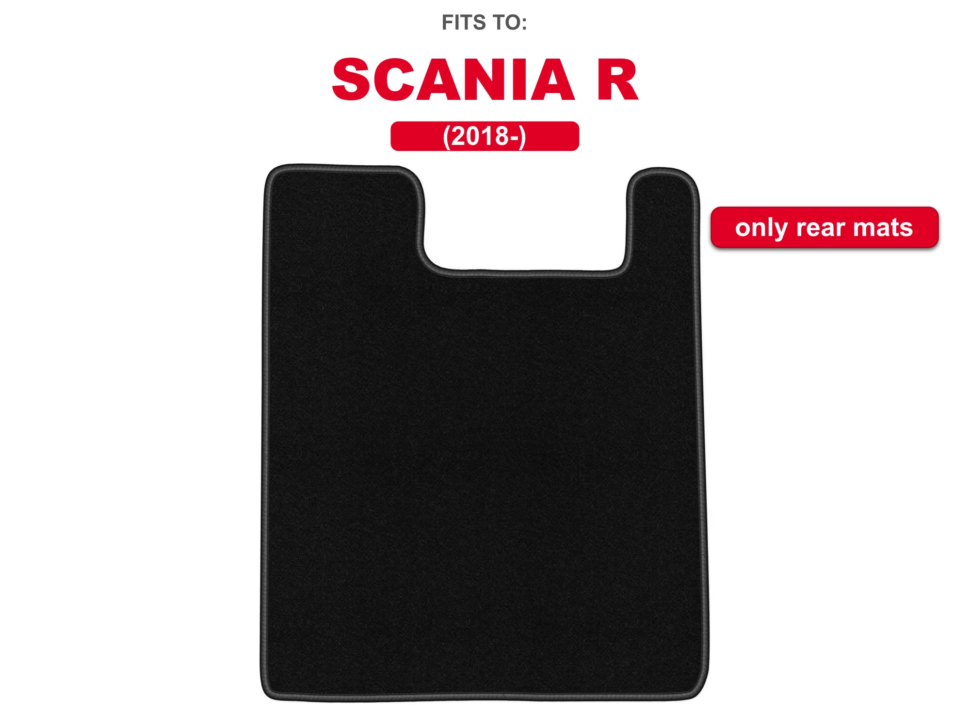 Velour tapijten achterin voor: Scania R 2018-vrachtwagens Zwart