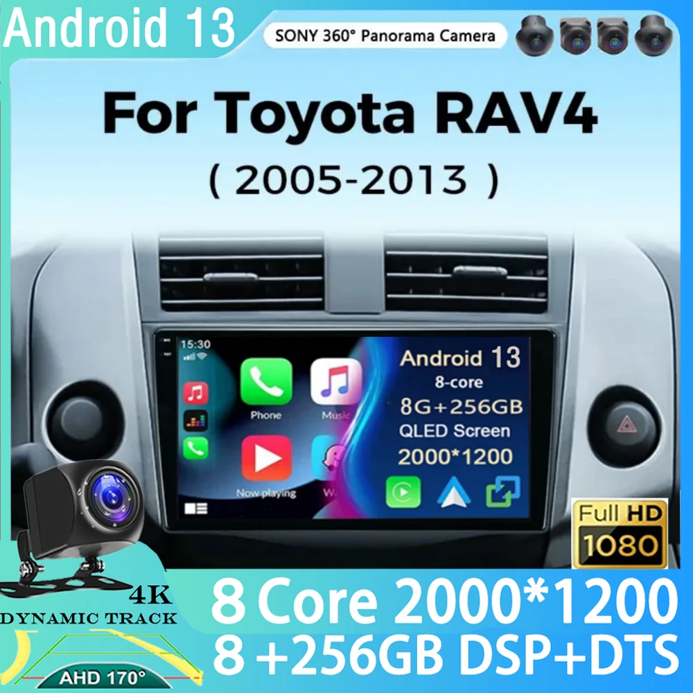 

Автомобильный радиоприемник Android 13 для Toyota RAV4 Rav 4 XA30 2005-2013 Carplay мультимедийный видеоплеер DSP 48EQ навигация WIFI