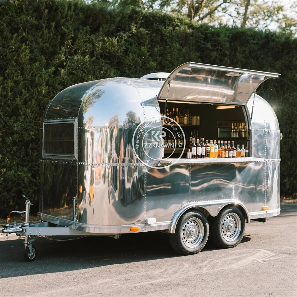 

Street Custom Food Trailer Fully Equipped Mobile BBQ Hot Dog Coffee Ice Cream Cart Fast Food Van Truck With Full Kitchen