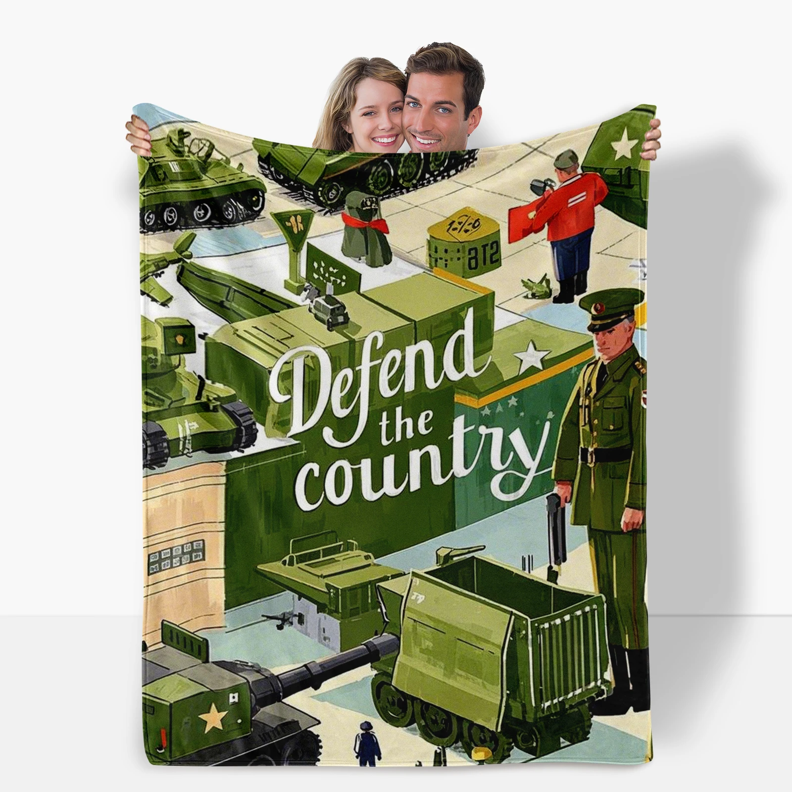 

Cozy Flannel Blanket With Detailed Soldier And Weapon Illustrations Plus Deep Words For Family Gatherings