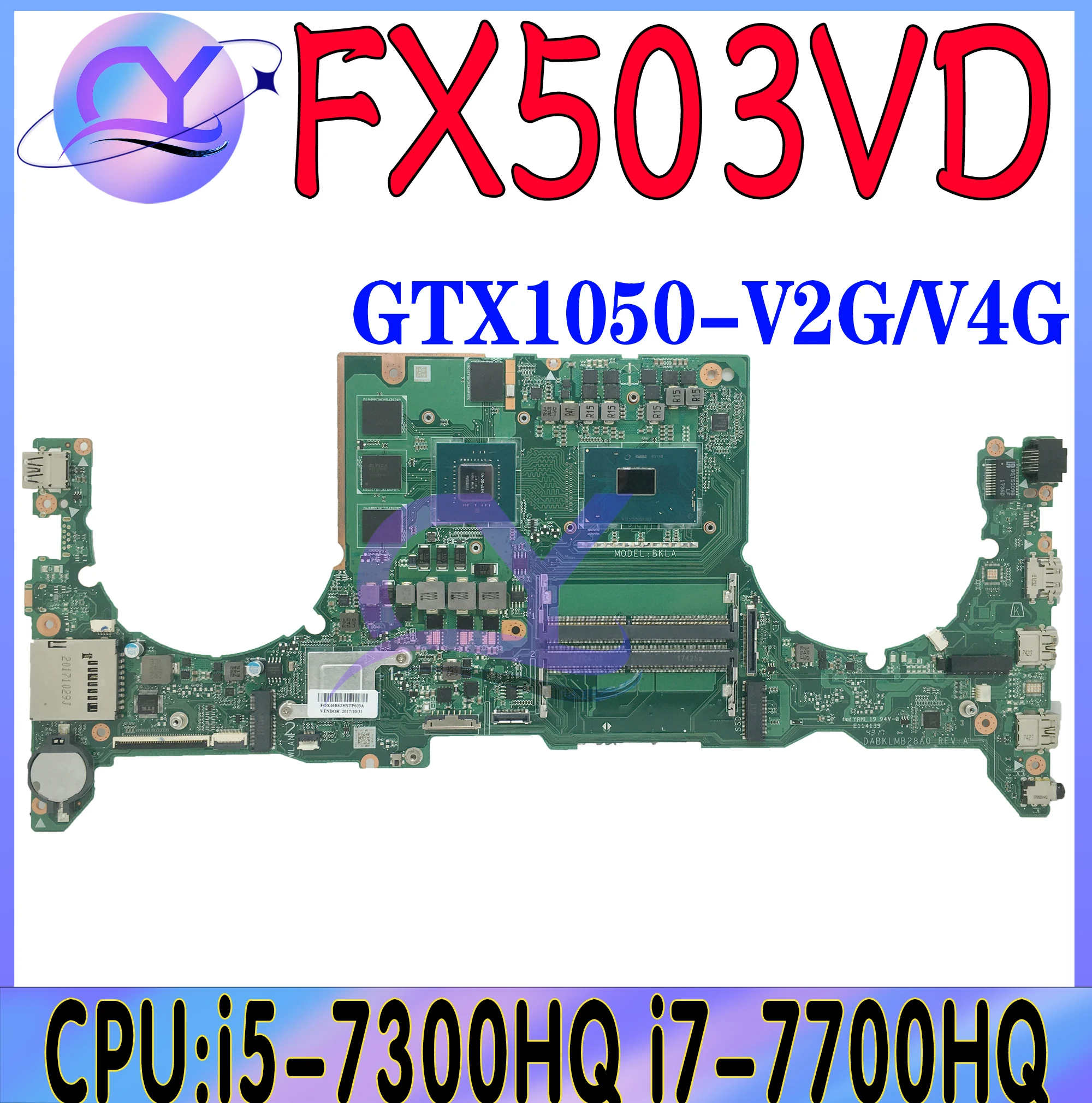 FX503VD Mainboard For ASUS GL503VD FX63VD ZX63V S5A FZ63VD GL503VE FX503V GL503V Laptop Motherboard i5 i7 GTX1050 100% Working