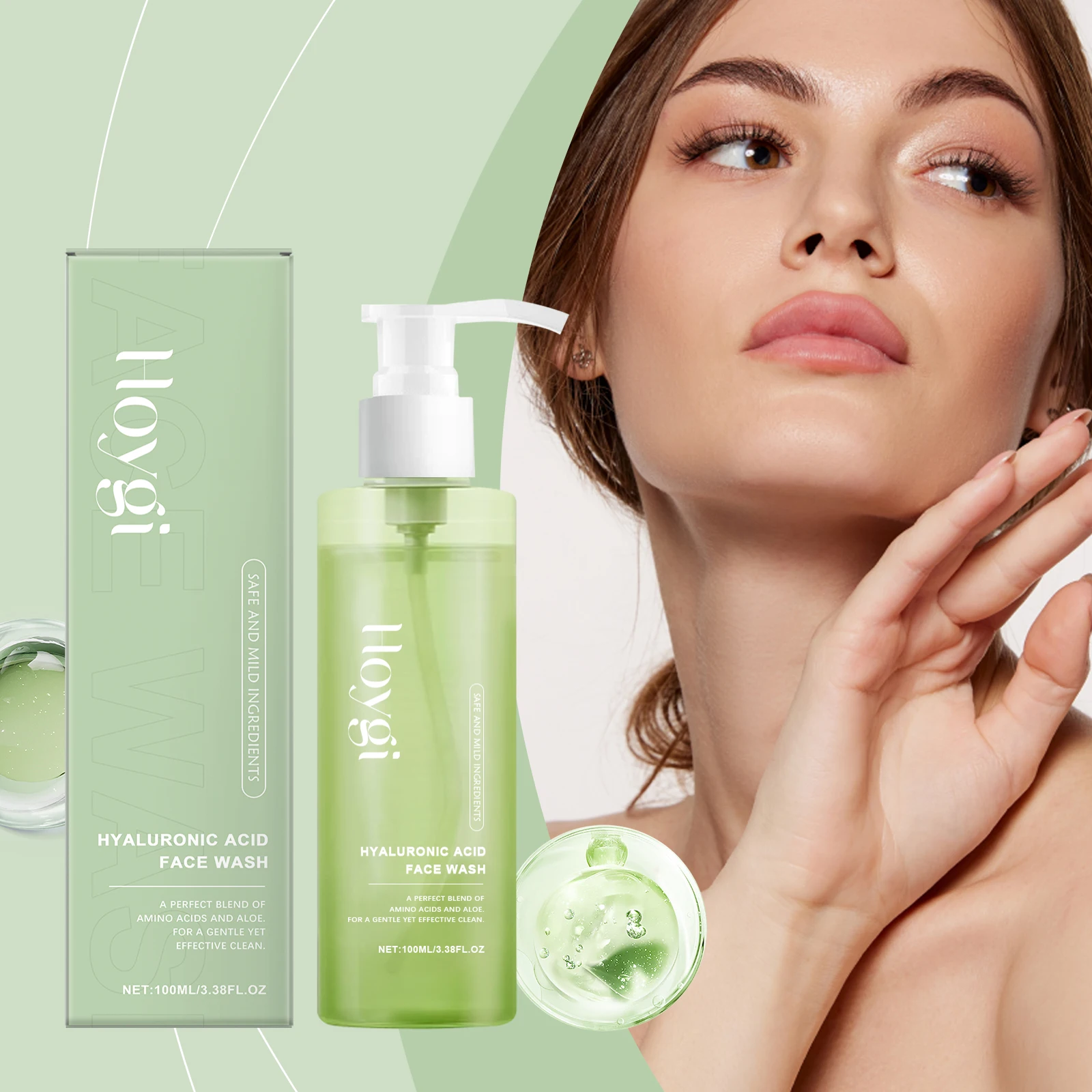 Hyaluronsäure-Gesichtswaschmittel – 100 ml/3,38 oz Sanfter Reiniger mit Aminosäuren