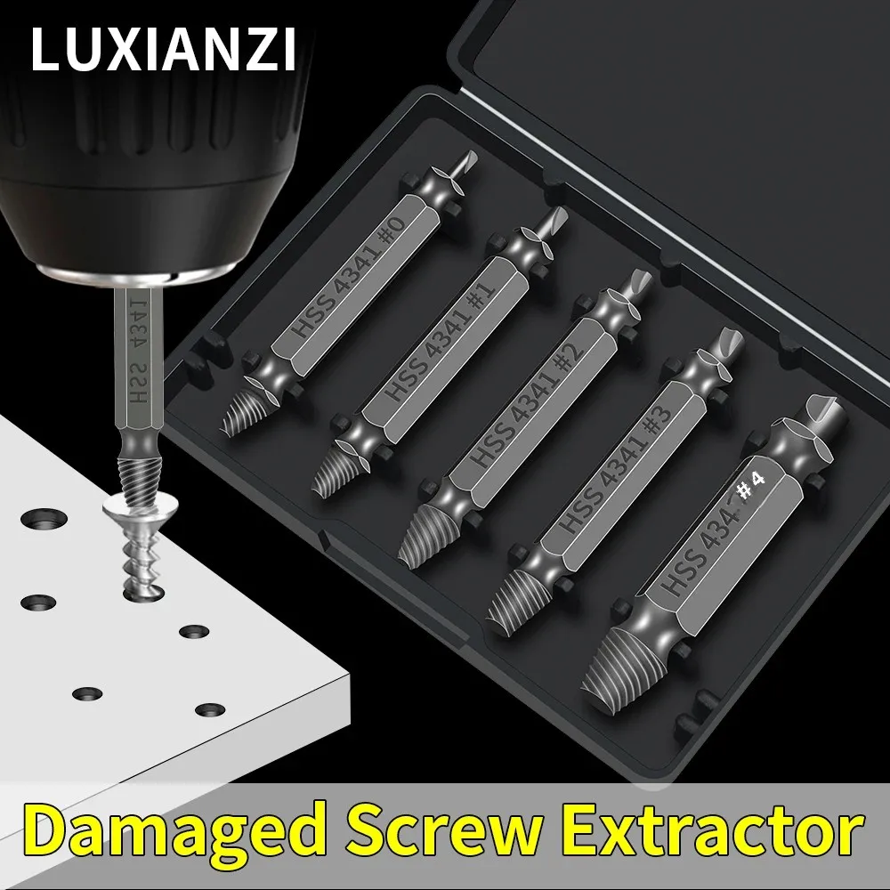 

LUXIANZI Damaged Screw Extractor Set Broken Double Head Bolt Stud Stripped Remover Drill Bit Easy Demolition Power Tools