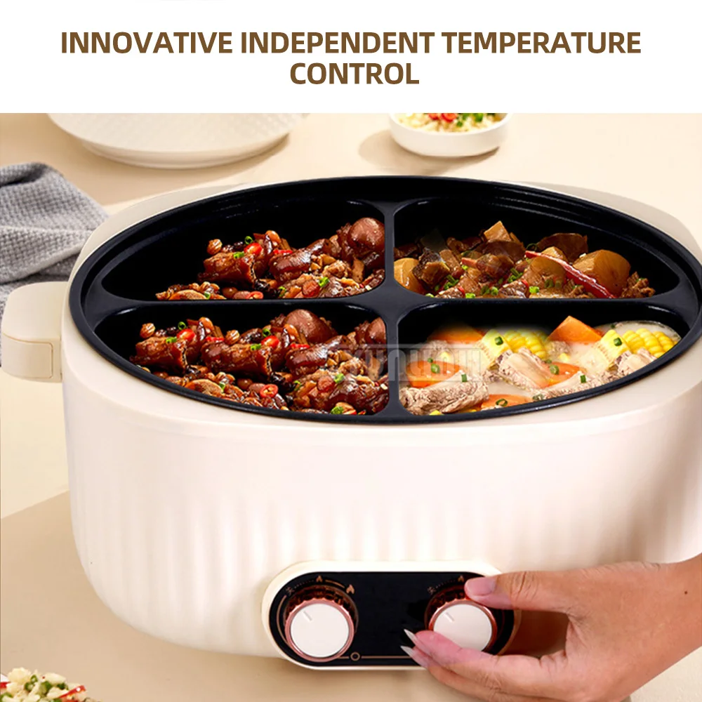 Four-Grid Multifunctional Integrated Hot Pot Electric Caldron Household Large Capacity Electric Chafing Dish