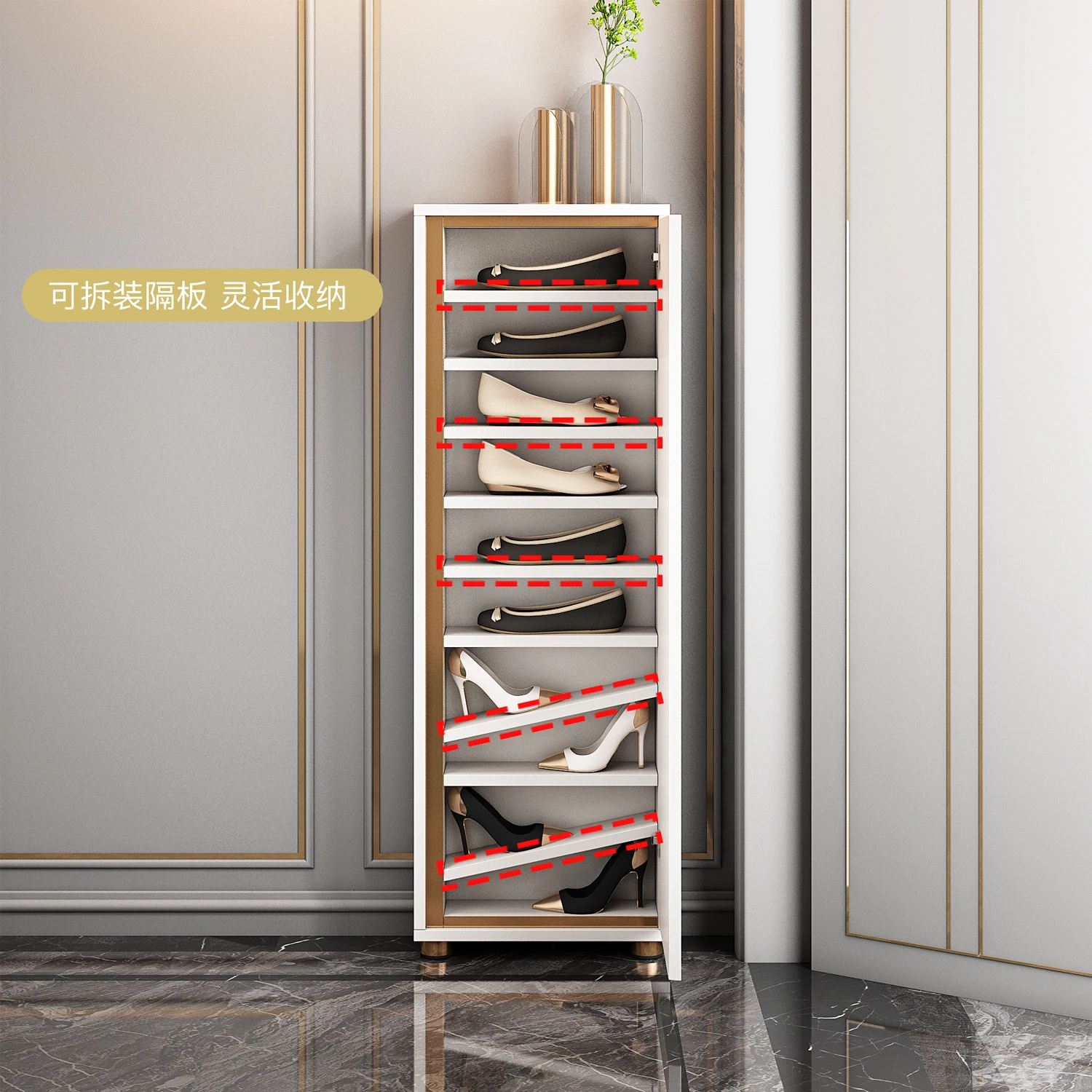 Wind shoe household integrated shoe cabinet corridor entrance rack