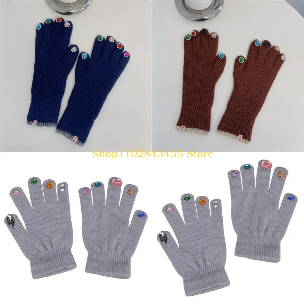 49MC Women Winter Warm Full Finger Gloves Knit Gloves Women  Gloves