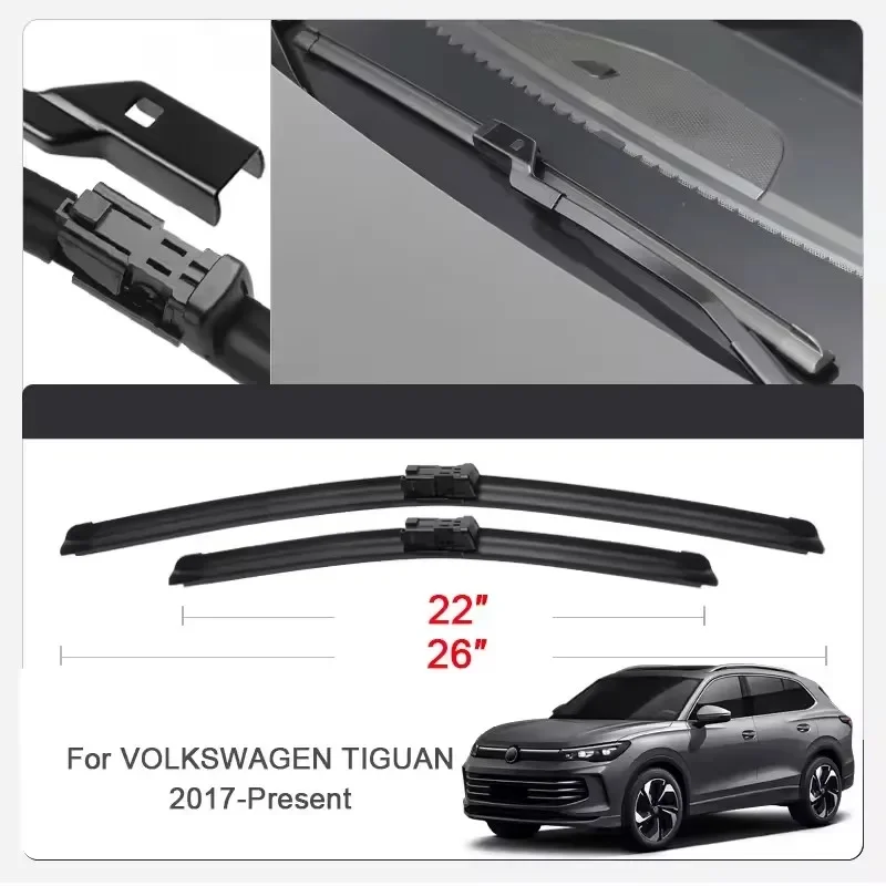 

2PCS Car Wiper Blades for Volkswagen TIGUAN,TERAMONT,TAOS,TAYRON,Front Windscreen Windshield Double Rubber Car Accessories