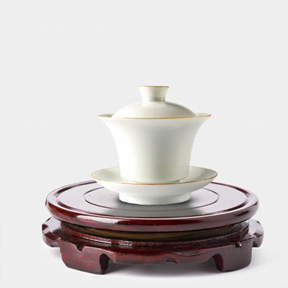 

1pc Rotatable Solid Wood Display Base Round Flowerpot Stand Buddha Statue Holder Fish Tank Base Home Decor Desktop Ornament Tray