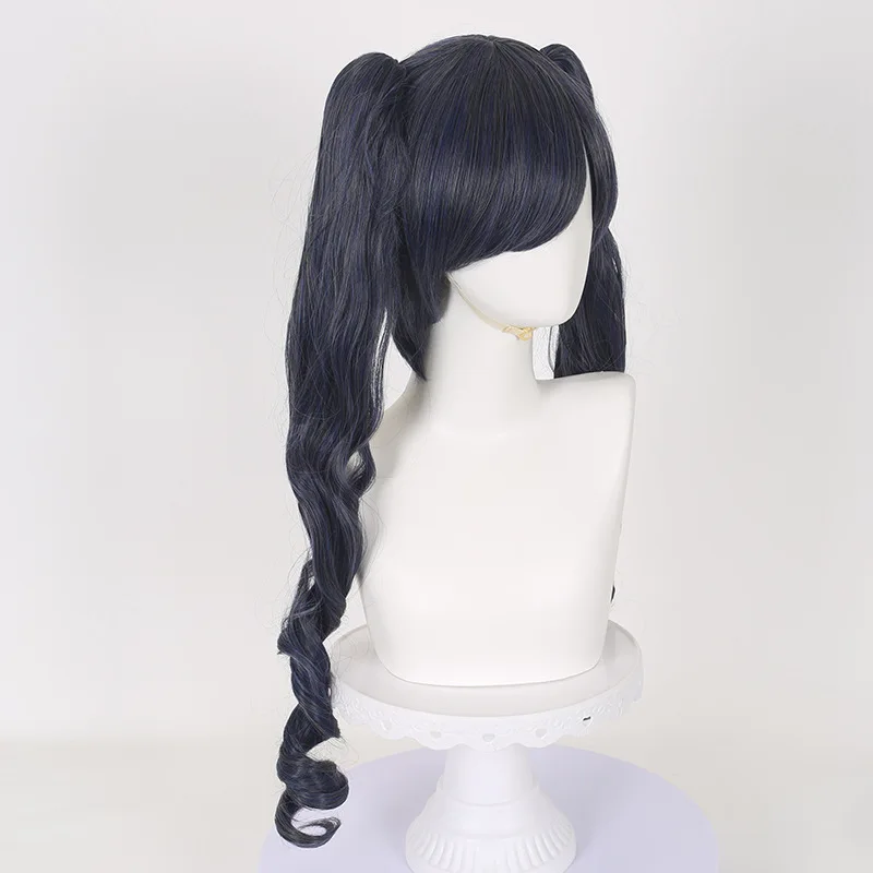 Black Butler Charles Female Costume Cosplay Wig Double Ponytail Blue Gray Long Curly Lolita Anime Wig