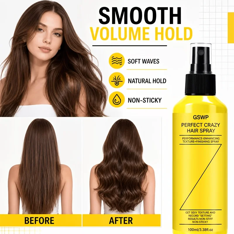 GSWP Volumizing and Setting Spray; Quick-Setting, Long-Lasting Volume, lightweight and Non-Sticky, Matte Finish.100/200ml