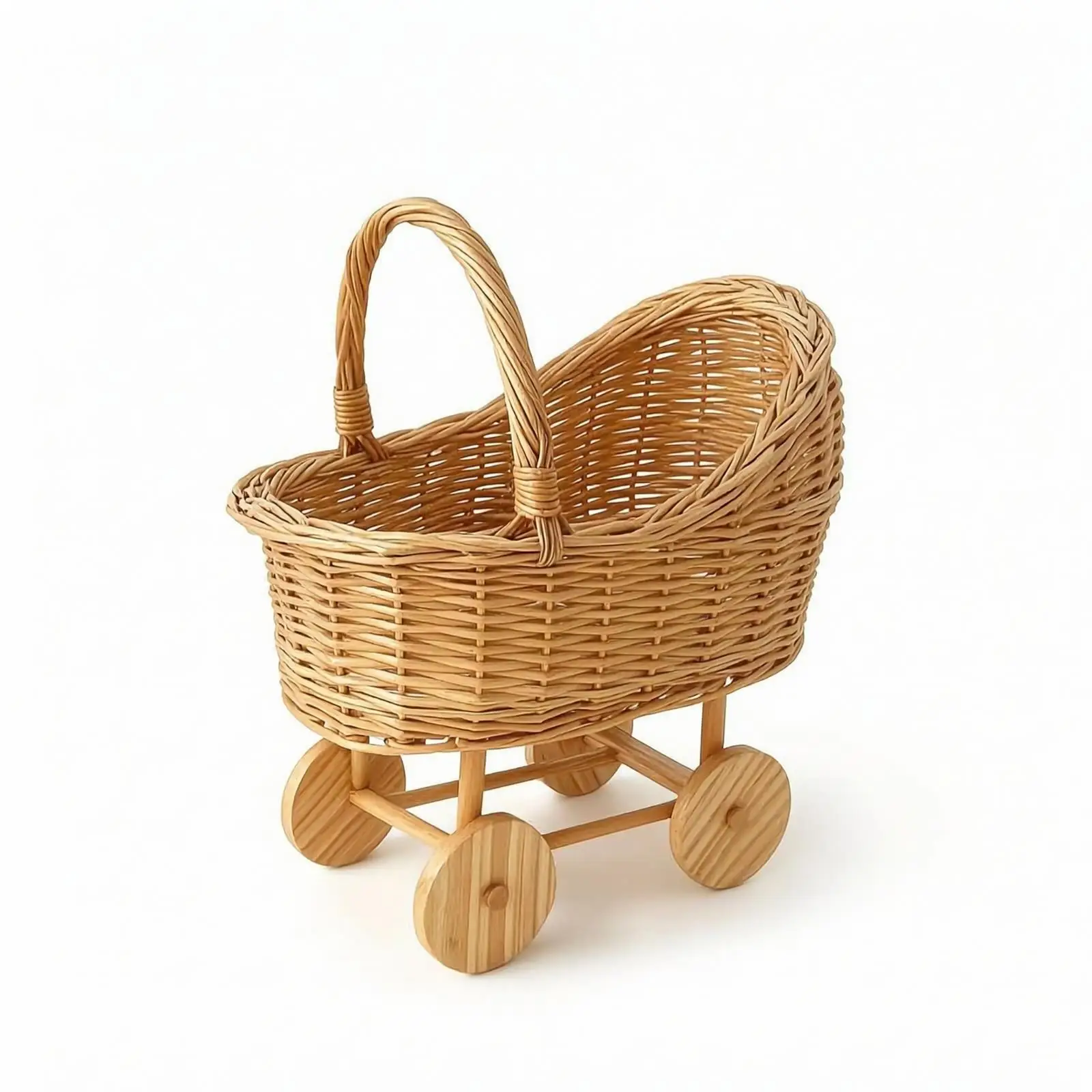 Wicker Stroller Rustic Doll Stroller Timeless for Playroom, Nursery
