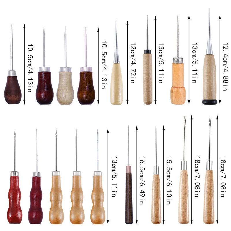 

Wooden Handle Awl Leather Punching Awl Sewing Stitching Tool For DIY Handmade Stitcher Needlework Shoes Bag Repair Tool