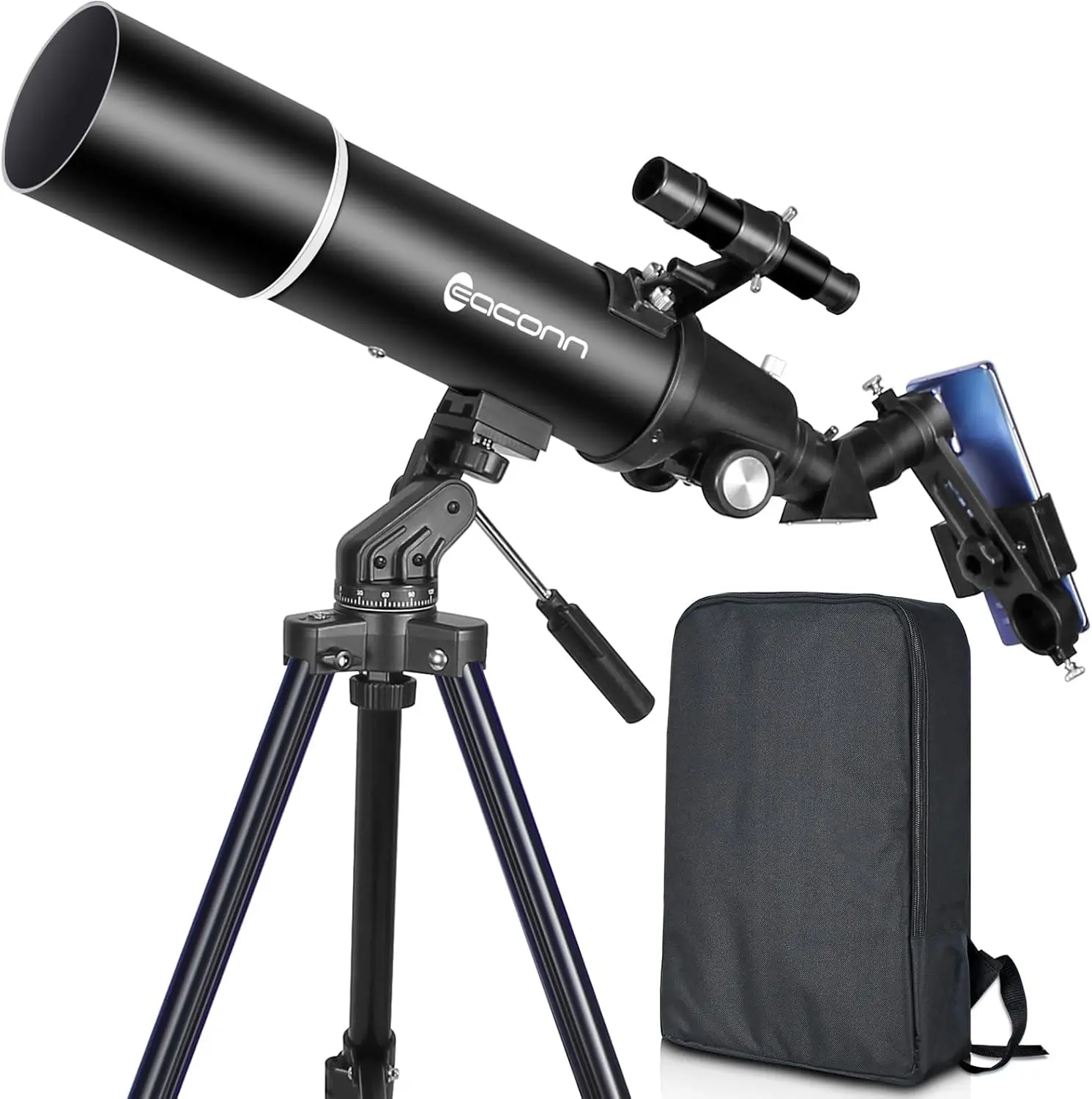 80mm Aperture 600mm Refractor Telescope for Beginners, Compact and Portable Travel Telescopio with Backpack