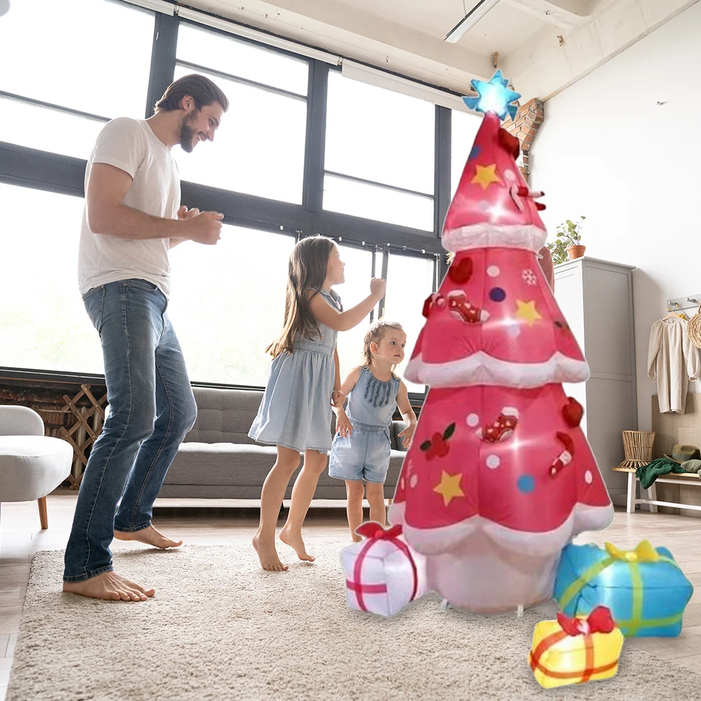 Pohon Natal Tiup 6.9FT dengan Lampu LED, Pohon Natal Tiup Bercahaya untuk Pesta Liburan Natal