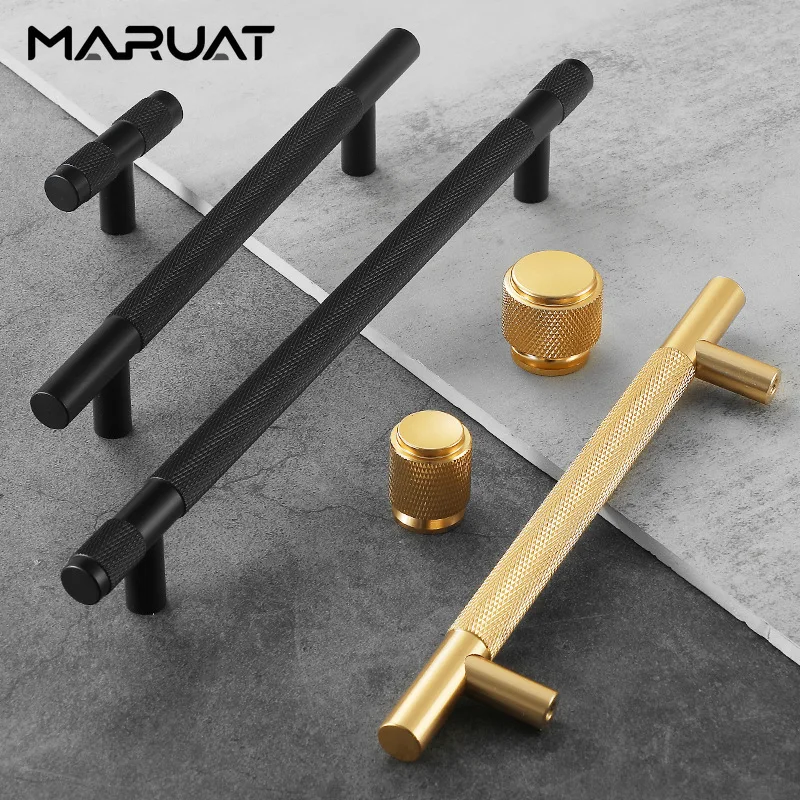 Gold Knurled Handles for Cabinet and Drawer Aluminum Alloy Wardrobe Handles Kitchen Cabinet Pulls European Drawer Knobs Handles