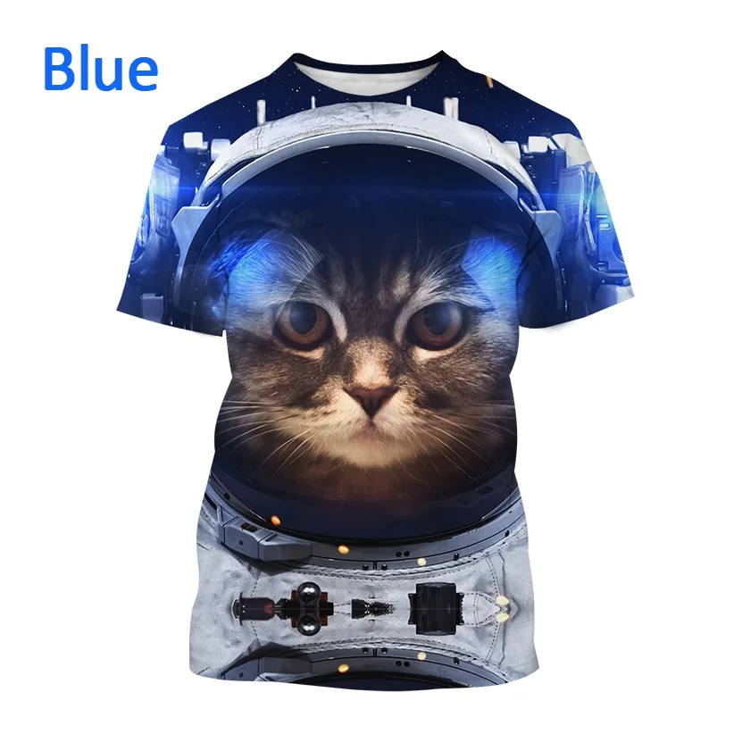 

Camiseta divertida con estampado 3D de gatos para hombre y mujer,camisa de cuello redondo,manga corta,informal,de gran tamaño