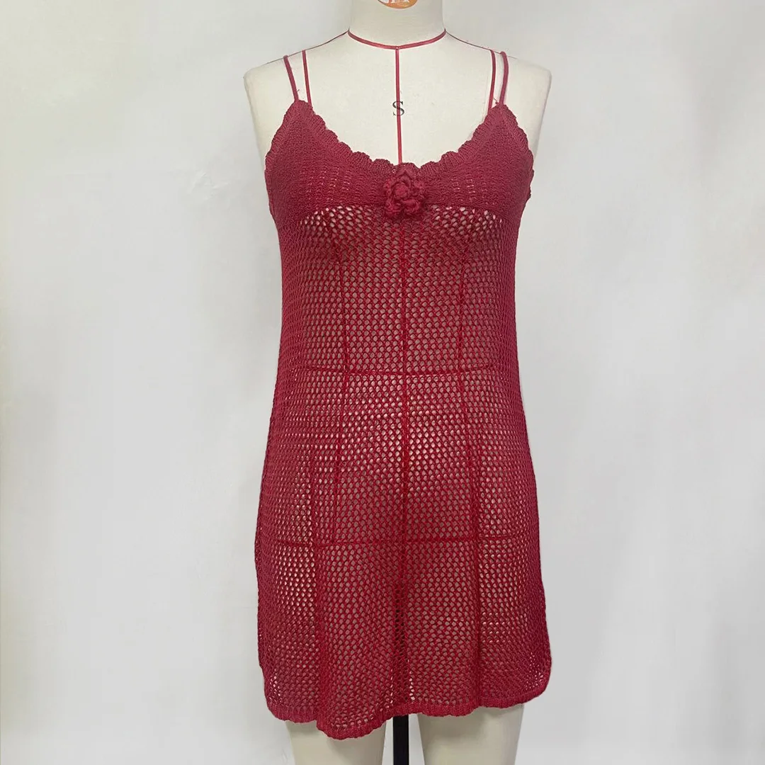 3 Farben, rückenfreies, gehäkeltes, gestricktes Tunika-Strandkleid, Strandmode, Damen-Strandkleid, Strandüberwurf, Damen V5632 – Detail 10