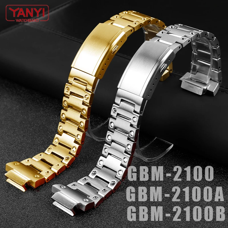 Stainless Steel Watchband for casio gshock GBM-2100 GBM2100 GBM-2100A-2BPR GBM-2100B GM-2100 watch band solid steel strap