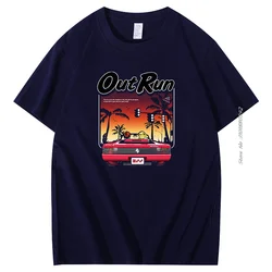 Fashion Cotton T-Shirt 90s Vintage Out Run Graphic T Shirts Old School Japan Arcade Tops Hombre Video Game Outrun Mens Clothes