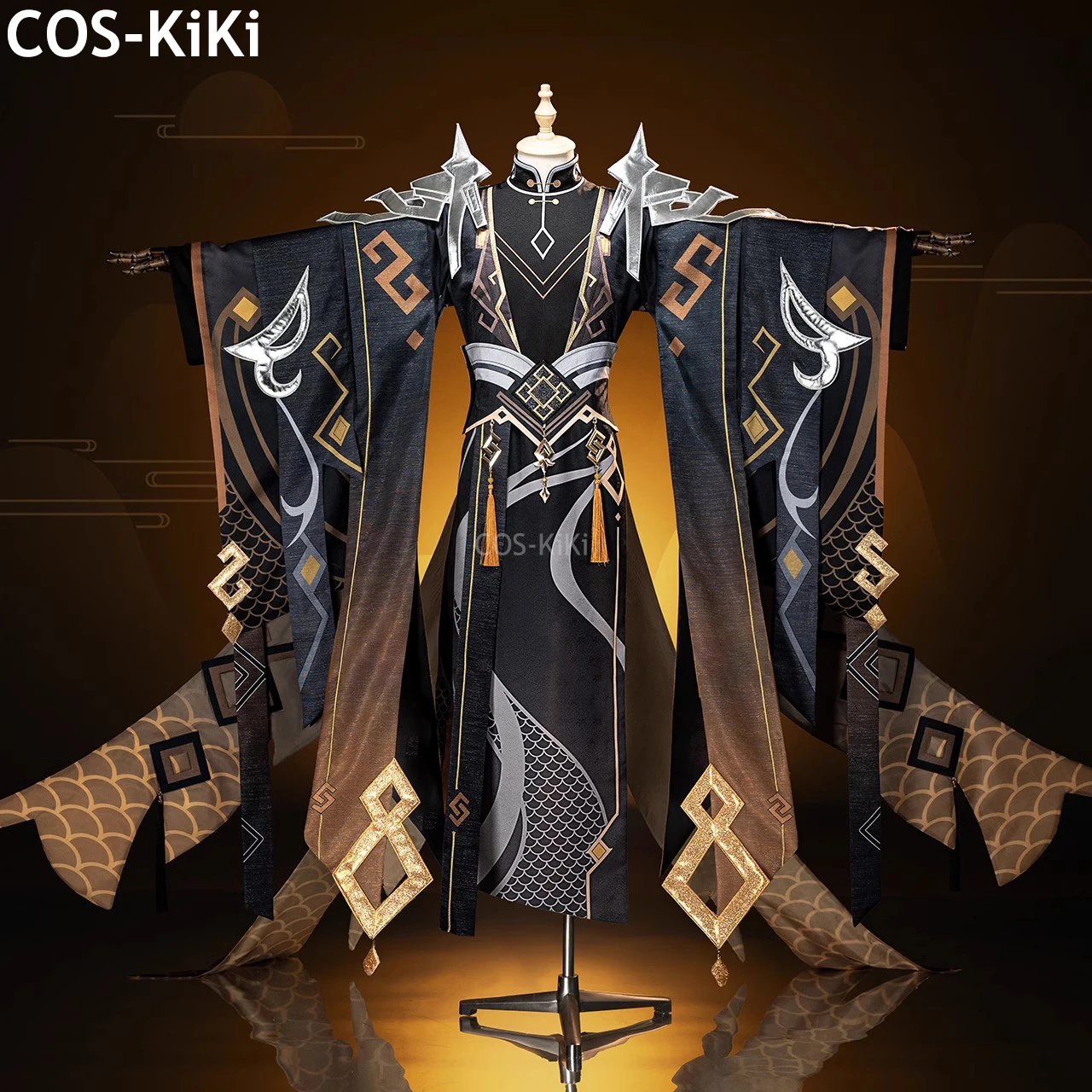 COS-KiKi Genshin Impact Zhongli Shan Hai Jing Game Suit Handsome Uniform Ancient Cosplay Costume Halloween Party Outfit Men