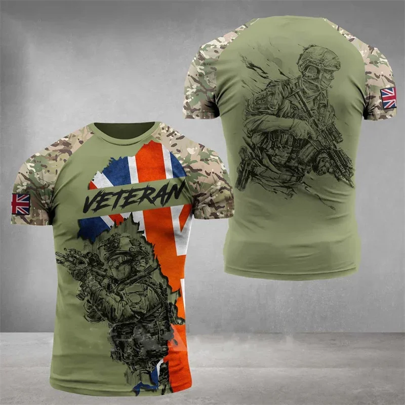 2024 Summer T Shirt Men British Soldiers 3D Printed Field Camouflage T-shirt High Quality Special Forces T-shirt Tops Tee Shirts