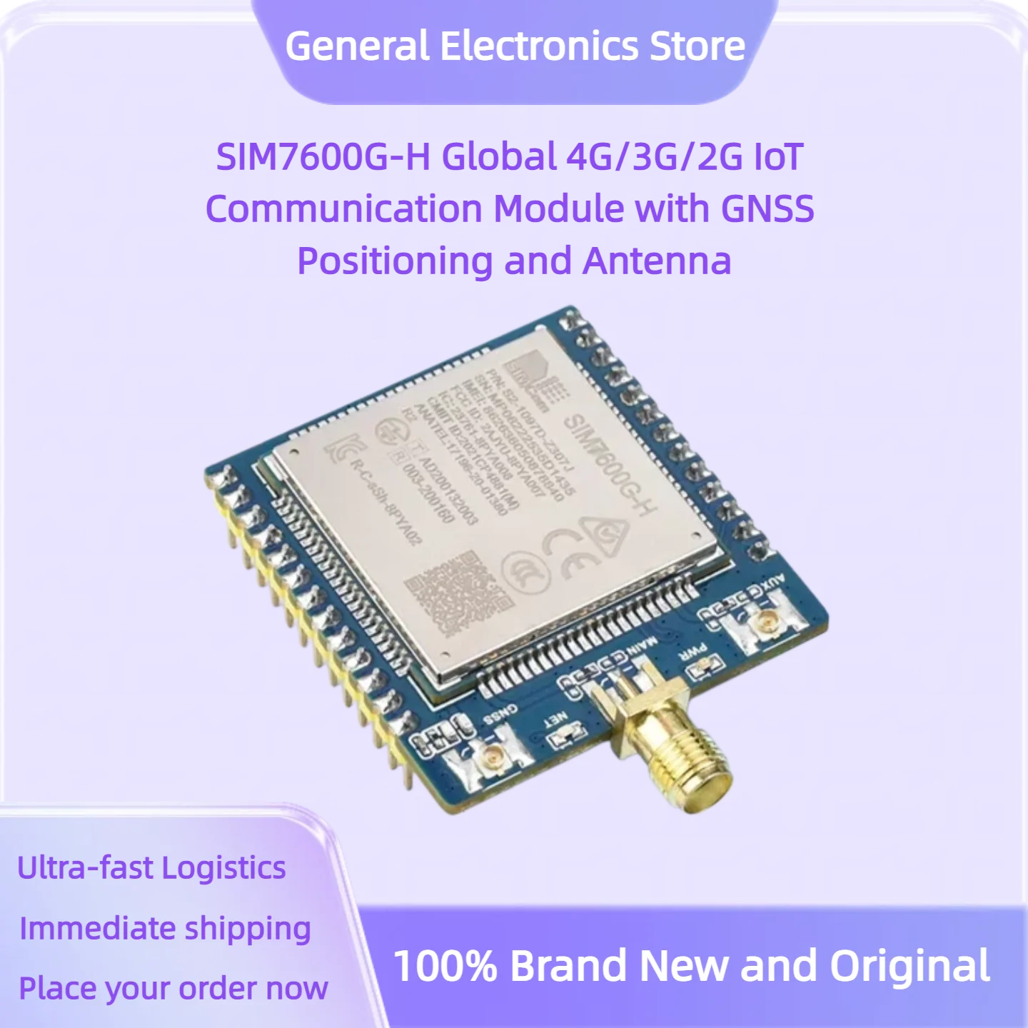 SIM7600G-H Global 4G/3G/2G IoT Communication Module with GNSS Positioning and Antenna