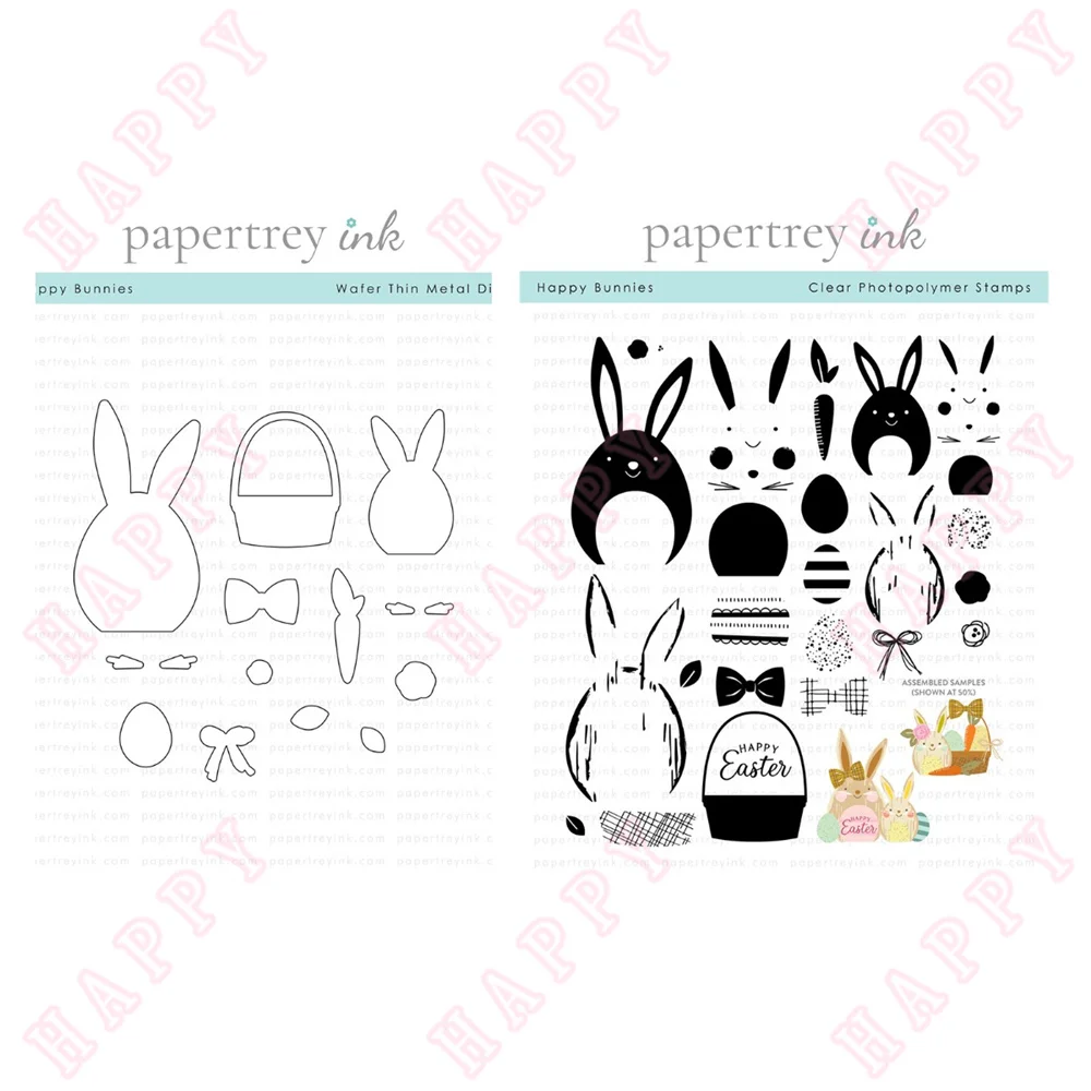 

New Metal Cutting Dies Stamps Hot Foil Happy Bunnies Diary Decoration Paper Craft Embossing Template DIY Greeting Card Handmade
