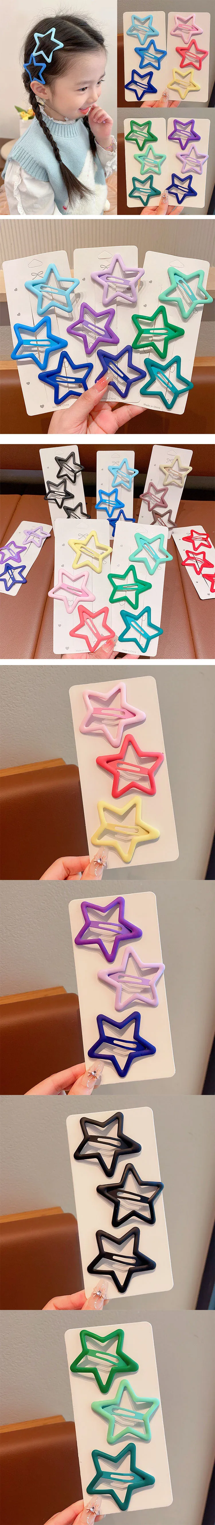 3PCS Stern Haarspange für Kinder Haarnadel Set für Mädchen Kinder Säugling Haarnadel FJBJ04 – Detail 1